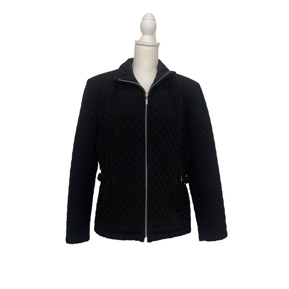 Gallery Women’s Black Coat Jacket Long Sleeve Collared Zip Up Pockets Si… - Picture 1 of 11